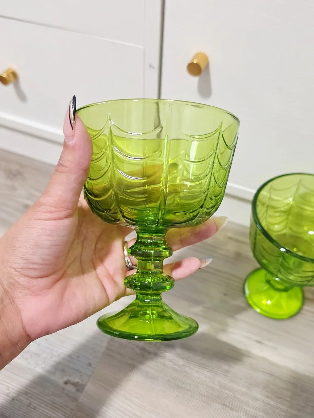 Target Bullseye Playground Halloween 2026 Glass Novelty Webbed Stemware- Green